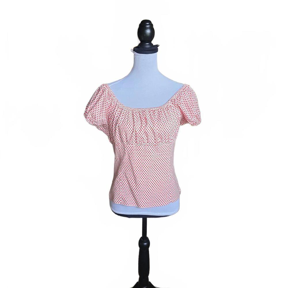 Bernie Dexter Polka Dot Retro Puff Sleeve Peasant Women's Top Rockabilly Pinup